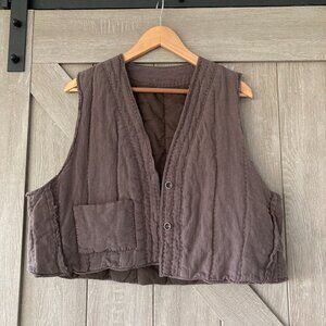 100% Linen Padded Vest, OS, light coffe color